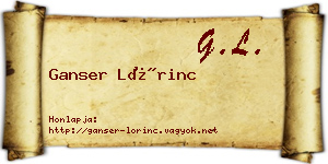 Ganser Lőrinc névjegykártya